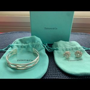 Tiffany & Co. matching bracelet and earrings. Sterling silver.